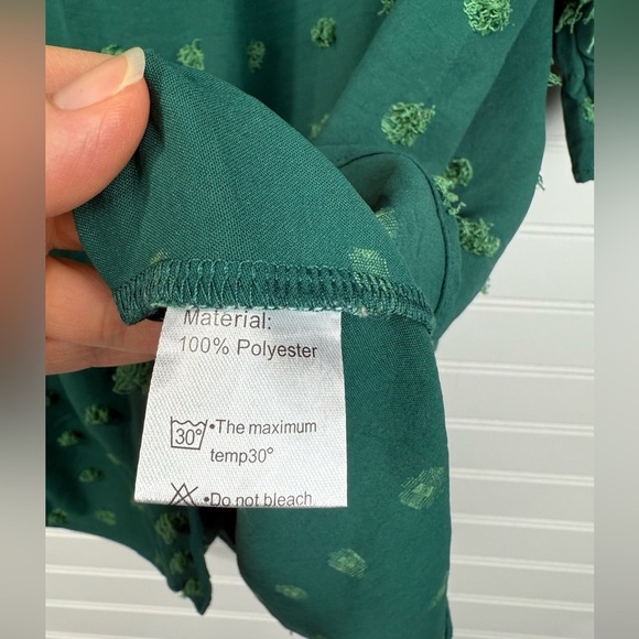 Yskokow women’s green textured business casual dressy short sleeve top Size L - Picture 4 of 6